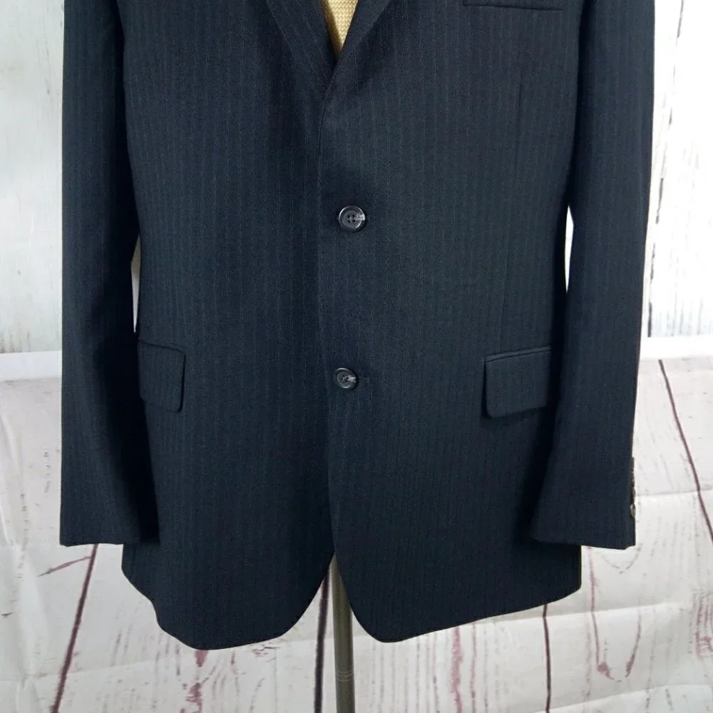 Chaps Slim Fit 46R Black Striped Suit Blazer Sport